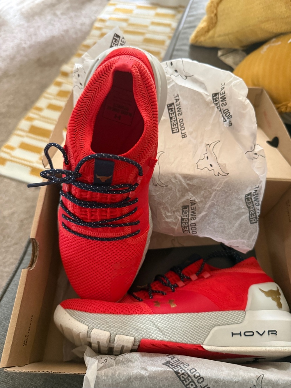 Under Armour Women’s Orange and White HOVR Training Sneakers - Picture 3 of 11